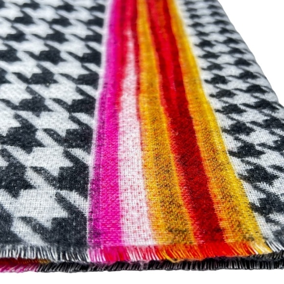 NWOT FRAAS Feel Cashmink Black White Houndstooth Multi Colored Oversized Scarf - Picture 11 of 16